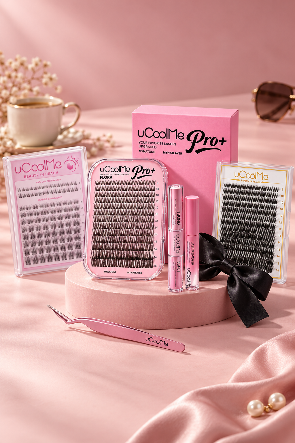 Three diverse non-Asian uCoolMe models wearing different lash styles